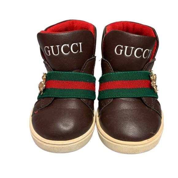 Gucci Toddler Brown, Green & Red Booties/Shoes Size 5 - Picture 1 of 11